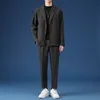Abiti da uomo Blazer Abito casual da uomo Giacche di lusso Blazer Set Streetwear Elegante coreano Set da 2 pezzi con pantaloni Cappotto primaverile Pantaloni 231031