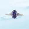 Kuololit Solid 925 Sterling Silver Rings For Women Created Tanzanite Gemstone Ring Wedding Engagement Band Fine Jewelry New J19070340i