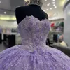 Lavender Quinceanera sukienki na 15 -letnią suknię balową seksowna ukochana aplikacja Koraliki z ramion długą imprezową sukienkę dla dziewczyny