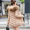 Women's Trench Coats Down Jacket Casual Cotton Winter Long Parkas Removable Fur Collar Hat And Gloves Warm Female Coat