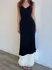 Robe Maxi dos nu pour femmes, Sexy, Slim, plis, épissure, moulante, fête, tempérament élégant, longue, nouvelle collection