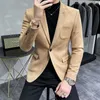 Men's Suits Blazers Plus Size 4XL-M Autumn Deerskin Velvet Jackets Blazer 6 Color Men Business Slim Blazers Hommes Casual Wedding Tuxedo Suit Coat 231030