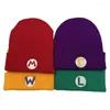 Party Supplies Game Cartoon Anime Super Luigi Bros Sticked Hat Embroider Woolen Cosplay Kawaii Autumn Winter Cap vuxna barn