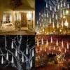 Christmas Decorations Solar Meteor Shower Rain String Lights Waterproof Garden Light 8 Tubes Christmas Tree Holiday Party Wedding Holiday Decoration 231030