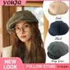 Berets Y2K Cloud Beret Big Head Circumference Women Splicing Octagonal Berets Niche Painter Hats British Style Small Face Gorros 231031