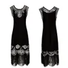 Stretchy Little Black Dress Midi Vestido Women 1920s Vintage Beaded Fringe Sequin Flapper Dress Gatsby Tunic Top Shift Dress2951