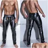 Womens Höschen Hosen Offener Schritt PU-Leder Latex Leggings Fitness Bleistift Clubwear Gay Sexy Wetlook Drop Delivery Bekleidung Underwea DH9XO