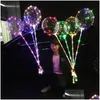 Party Decoration Led Bobo Balloon With 31.5Inch Stick String Light Christmas Halloween Birthday Balloons Party Decor Bh1346 Drop Deliv Dhrus