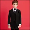 Suits Boys Black 007 Suit Kids 공식 블레이저 의류 세트 신사 어린이 어린이 졸업 코러스 공연장 드레스 의상 드롭 Deli DHB7O