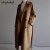 Wollmischungen für Damen, Winter, Beige, elegante Wollmischung, koreanische Mode, schwarze lange Mäntel, Vintage, minimalistischer Wollmantel, Kamel, Übergröße, Oberbekleidung 231031