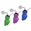 Mini brûleur à mazout en verre multicolore Bong double crâne en forme de cendrier créatif narguilé chicha fumer conduite d'eau mini barboteur Dab plates-formes pour fumer avec des pots d'huile