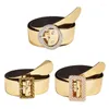 Cinture Cintura da donna larga con glitter decorativi color oro per abito jeans