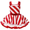 Dancewear Bambini Ragazze Candy Cane Mrs Babbo Natale Costume Paillettes lucide Ballo di Natale Figura Pattinaggio su ghiaccio Vestito dal tutu Body 231031