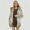 Womens Fur Faux Real Genuine Natural Rabbit Coat With Raccoon Hood Lady Fashion Jacket Outwear Custom Any Size 231031