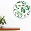 Wall Clocks Tropical Leaves Palm Tree Green Plant Clock Modern Design Living Room Decoration Kitchen Art Watch Home Decor
