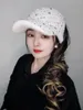 Bola bonés strass chapéu feminino ar superior engrossado earflaps quente pico boné estilo coreano versátil ao ar livre à prova de frio pele de malha