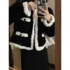 Women's Fur Faux 2023 Autumn Winter Women Korean Elegant Coats Lady Single Breasted Oneck Sweet Overcoats Office Lady Coats 231030