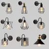 Wall Lamp Vintage American Country E27 Cage Black Iron Light Bedroom Bar Counter Aisle Retro Indoor Reading Homebless