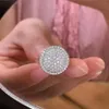 Ins top vender anéis de casamento deslumbrante jóias de luxo 925 prata esterlina pave branco 5a zircão cúbico cz diamante festa doce bonito wome275r