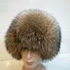 Unisex volledig bedekte echte natuurlijke bruine wasbeerbontmuts Russische Trapper Ushanka-hoed Hoge hoed Hunter-hoed Warme buitenmuts