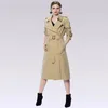Women's Trench Coats British trench coat Women's coat Classic plaid double breasted lapel waterproof high-end women's casual loose length coat 231030