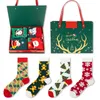 A gift box with 4 pairs of Christmas socks set, cross-border Christmas snowman cartoon cotton socks in Europe and America, Christmas socks