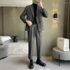 Erkekler Suits Erkekler Çifte Bravated Vintage Moda Ekose Ofis İş Rahat Slim Fit Blazer Takım Erkek Ceket