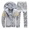 Mens Tracksuits Winter Thick Fleece Sports Suit Tracksuit Hooded Zipper Jackets Woolen Trousers Pants Casual Men Set 231031