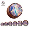 KUBOOZ Solid Rosewood inlaid opal Ears Piercing Gauges Ear Tunnel And Plugs Body Jewelry Making Supplier 8mm to 25mm 54PCS276U