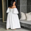 Combinaison blanche Sexy à épaules dénudées pour femmes, grande taille, manches longues, élégante, en coton, jambes larges, pantalon, salopette 299E, 2019