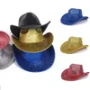Bérets à large bord Cowboy Hat Festival Sparkly Disco Glitter Western Bedazzled Bling Sun Femmes Hommes