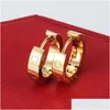 Hoop Huggie Sier Earrings Round Gold Titanium Steel 18K Rose Stud Love For Woman Exquisite Simple Fashion Diamond Lady Jewelry Drop De Dhds3