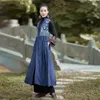 Coletes femininas estilo étnico outono inverno chinês retro bordado melhorado colete jaqueta cardigan blusão casaco a-line vestido z3164