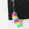 Mobile Phone Chain New Colorful Plush Tail Keychain Pendant Fur Accessories Women's Bag Car Keychain Hanging Ornaments R231031