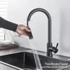 Robinets de cuisine robinet noir deux fonctions mitigeur extractible et robinets d'eau froide montés sur le pont 231030