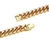 8mm-14mm hip hop aço inoxidável miami cubana link corrente colar completo 5a zircão fecho 18k banhado a ouro acessórios conjunto de jóias