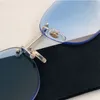 Lunettes Luxe Mens and Womens Coup Butterfly Frame sans bordure de luxe Couleur de luxe Changement Lunettes Soleil Femme Sunglasses Blue Grey Orange Mirror Mirror 924