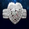 2020 Nouvelles bagues de mariage pour femmes Mode Argent Rose Coeur Pierres précieuses Bagues de fiançailles Bijoux Bague en diamant simulé pour Wedding259x