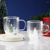 Wine Glasses Double Layer High Borosilicate Glass Christmas Tree Cup With Handle Home Juice Milk Beauty Tea Coffee