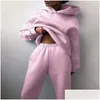 Kadınlar İki Parçalı Pantolon Takip Takım Sonbahar Moda Sıcak Hoodie Sweatshirts Parçalar Büyük Boyu Katı Katı Sıradan Hoody Plovers Uzun Pantolon D DHSKO