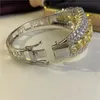 Chain Stunning Topaz Diamond Bangle 100% Real 925 Sterling Silver Engagement Wedding Bangles Bracelets for women Bridal Gems Jewelry 231030