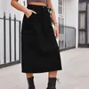 Skirts 2023 Elegant Straight Long Denim High Waist Button Pockets Split Fashion Retro Maxi