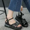 Sandals Women Summer Shoes Wedge Platform Romen Retro Thick Bottom Casual Buckle Hollow Female Chaussures Femme Ete 2024