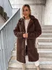 Womens Fur Faux Autumnwinter Fashion Jacket Coat Long Sleeve Polo Collar Top 231030