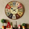 Väggklockor Vintage Clock Round Silent Mounted träkarfs Art Decor for Home Bedroom Living Room Office Decoration 2310303030