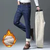 Jeans pour hommes Hiver chaud polaire jean hommes droit Stretch épais décontracté thermique Denim pantalon mâle affaires travail pantalon hommes vêtements 231030