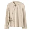 Women's Blouses Johnature Chinese Style Vintage Frenulum Jacquard Collar Shirt 2023 Autumn Woman Original Solid Color Long Sleeves