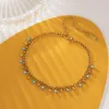 Bracelets à maillons BCEFACL 316L Bracelet de perles bleues en acier inoxydable pour femmes vêtements quotidiens mode poignet chaîne bracelets bijoux cadeaux de vacances