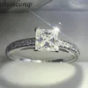 Choucong marca feminina 925 anel de prata esterlina princesa corte 1ct diamante noivado anéis de banda de casamento para mulher gift283p