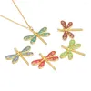 Hänge halsband 5st rostfritt stål guldfärg emalj Dragonfly charms hängen för diy smycken halsband som gör armband fynd